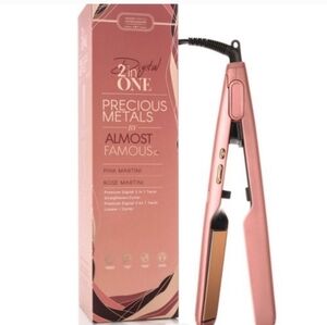 Almost Famous Premium Digital 2 in 1 Twist Straightener Curler NIB Pink Martini